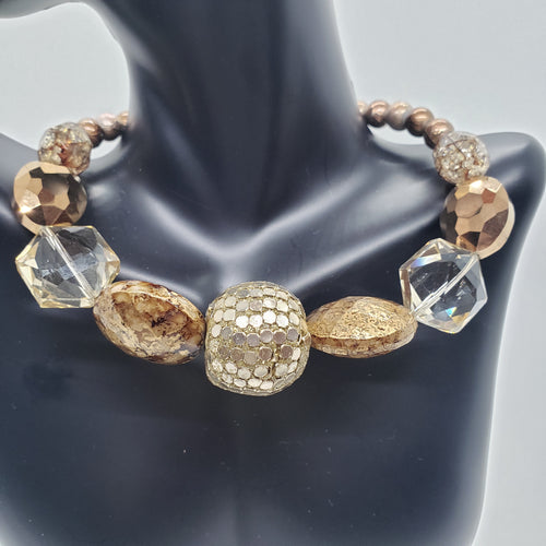 Bronze and Crystal Beaded Necklace