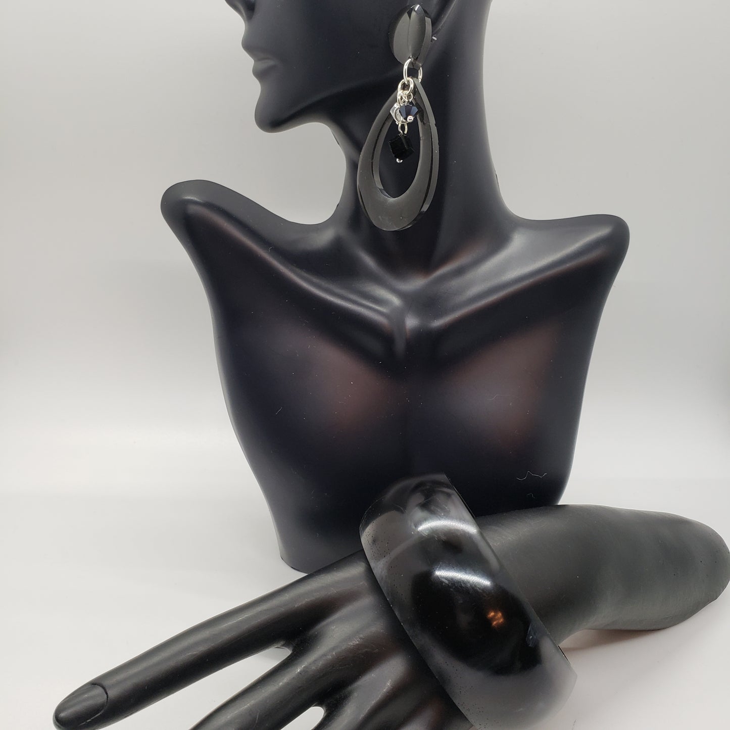 Black Acrylic Bracelet and Earring Set