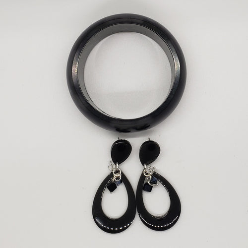 Black Acrylic Bracelet and Earring Set