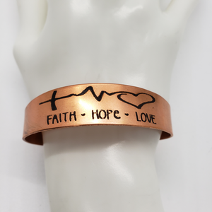 Faith, Hope, and Love Copper Bracelet